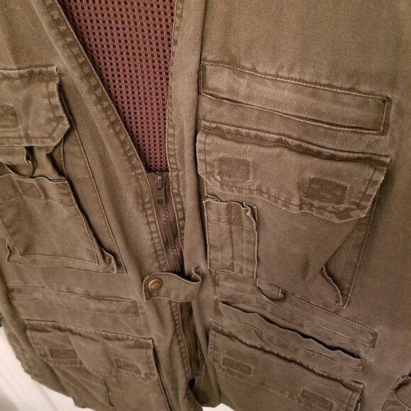 Cabela's Utility Tech Tactical Cargo Outdoor Vest Mens L Cotton Full Zip 56835 - Picture 7 of 9
